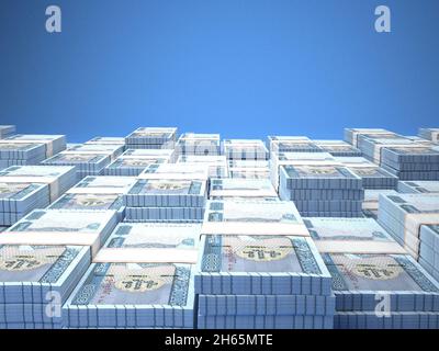 Denaro di Myanmar. Kyat fatture. Banconote MM3. 1000 birmano. Affari, finanza, notizie di background. illustrazione 3d. Foto Stock