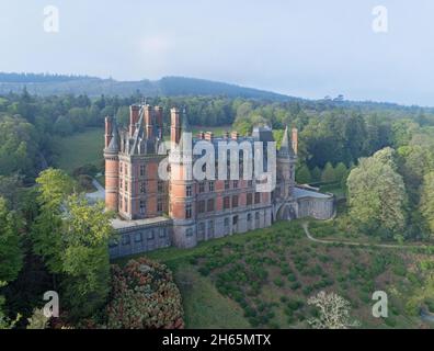 Francia, Finisterre, Saint Goazec, Castello di Trevarez (vista aerea) Foto Stock