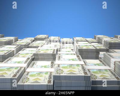 Il denaro del Ruanda. Fatture del franco. Banconote RWF. 500 Kinya. Affari, finanza, notizie di background. illustrazione 3d. Foto Stock