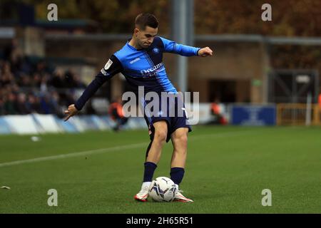 High Wycombe, Regno Unito. 13 Nov 2021. Anis Mehmeti di Wycombe Wanderers in azione durante il gioco. EFL Skybet Football League One Match, Wycombe Wanderers / Portsmouth all'Adams Park Stadium di High Wycombe, Buckinghamshire sabato 13 novembre 2021 . questa immagine può essere utilizzata solo per scopi editoriali. Solo per uso editoriale, licenza richiesta per uso commerciale. Nessun uso in scommesse, giochi o un singolo club/campionato/player pubblicazioni. pic di Steffan Bowen/Andrew Orchard sport fotografia/Alamy Live news credito: Andrew Orchard sport fotografia/Alamy Live News Foto Stock