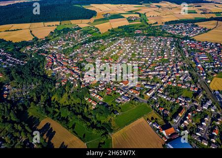 Bad Emstal aus der Luft | Luftbilder von Bad Emstal im Landkreis Fulda | German Village Bad Emstal dall'alto Foto Stock