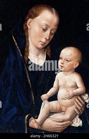 Madonna col Bambino del primo pittore olandese, Dieric Bouts (c. 1415-1475), olio sul pannello, c. 1465 Foto Stock