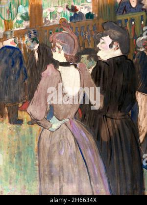 La Goulue e la sua sorella di Henri de Toulouse-Lautrec (1864-1901), olio su gelatina stampa argento montato a bordo, c.. 1892 Foto Stock