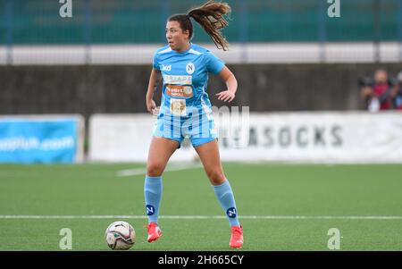 Napoli, Italia. 13 Nov 2021. Despoina Chatznikolaou (9) Napoli Femminile durante il Campionato Italiano di Calcio League A Women 2021/2022 Match tra Napoli Femminile vs US Sassuolo Calcio Femminile allo Stadio Giuseppe piccolo Credit: Agenzia fotografica indipendente/Alamy Live News Foto Stock