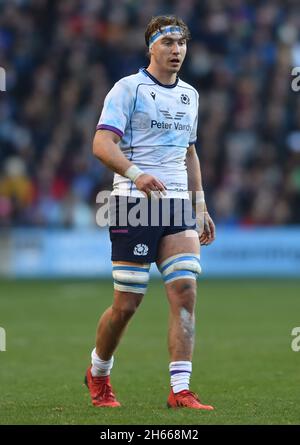 Edimburgo, Scozia, 13 novembre 2021. Jamie Ritchie di Scozia durante la partita Autumn Nation Series al Murrayfield Stadium di Edimburgo. Il credito dell'immagine dovrebbe leggere: Neil Hanna / Sportimage Foto Stock