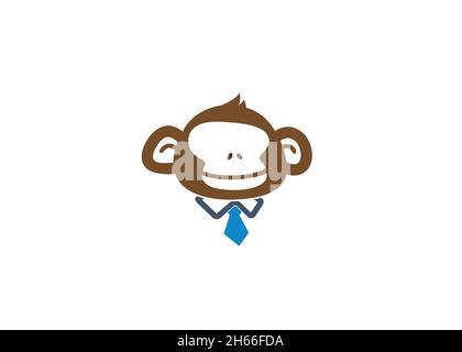 Grafica grafica grafica grafica dell'icona del logo Creative Monkey Geek Illustrazione Vettoriale