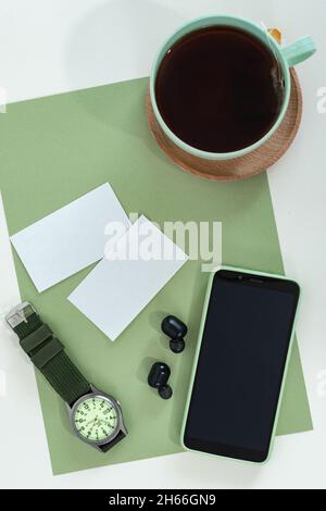 Disposizione piatta degli accessori maschio Foto Stock