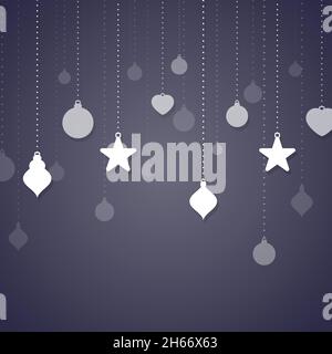 Decorazione di Natale sospeso sopra. Ispirazione di sfondo di Natale. Illustrazione vettoriale, design piatto Illustrazione Vettoriale