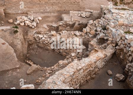 Scavi dell'antica città greca di Panticapaeum. Vista dal Monte Mitridate a Crimea, Kerch. Foto Stock