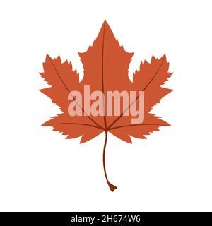 Foglia autunnale. Sfondo isolato. Per il design di biglietti d'auguri, striscioni e poster. Illustrazione vettoriale, design piatto Illustrazione Vettoriale