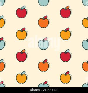 Modello senza cuciture con motivo mele può essere utilizzato in tessuti, per il design di libri, sfondo sito web Illustrazione Vettoriale
