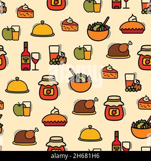 Il motivo del motivo senza cuciture del motivo del motivo del motivo del motivo del thanksgiving può essere usato nei tessuti, per disegno del libro, sfondo di Web site Illustrazione Vettoriale