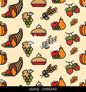 Il motivo del motivo senza cuciture del motivo del motivo del motivo del motivo del thanksgiving può essere usato nei tessuti, per disegno del libro, sfondo di Web site Illustrazione Vettoriale