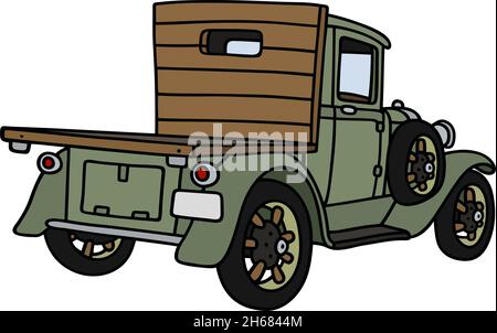 Il disegno a mano vettorizzato di un camion d'epoca Illustrazione Vettoriale