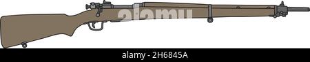 Il disegno a mano vettorizzato di un vecchio fucile militare Illustrazione Vettoriale