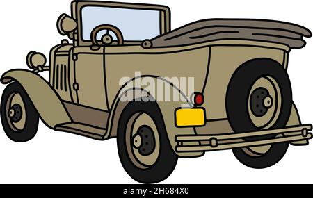 Il disegno a mano vettorizzato di un'auto militare d'epoca Illustrazione Vettoriale
