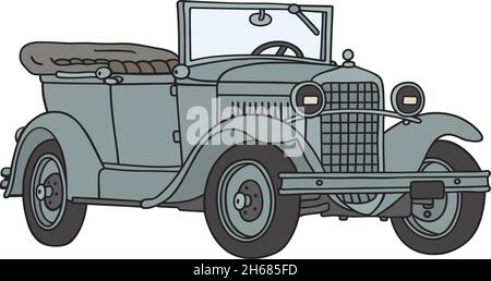 Il disegno a mano vettorizzato di un'auto militare d'epoca Illustrazione Vettoriale