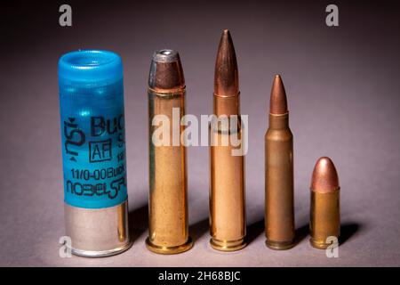 Fucile, fucile e munizioni a pistola Foto Stock