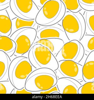 Uovo sodo senza cuciture. Mezzo fondo di uovo. Tessuto vettoriale di cibo Illustrazione Vettoriale