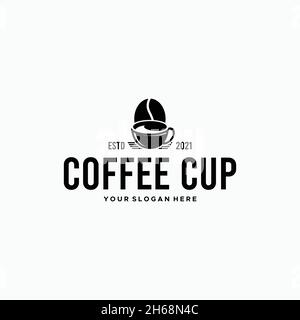 Design minimalista con logo e silhouette semi DELLA TAZZA DI CAFFÈ Illustrazione Vettoriale