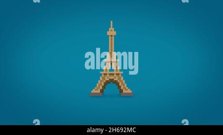 Carta da parati pixel Eiffel Tower - sfondo 4k ad alta risoluzione Foto Stock