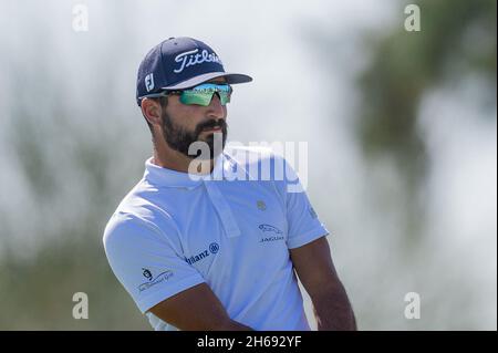 Dubai, Emirati Arabi Uniti. 14 novembre 2021. Franscesco Laporta d'Italia durante IL 4° giorno del Campionato AVIV Dubai a Jumeirah Golf Estates, Dubai, Emirati Arabi Uniti, il 14 novembre 2021. Foto di Grant Winter. Solo per uso editoriale, licenza richiesta per uso commerciale. Nessun utilizzo nelle scommesse, nei giochi o nelle pubblicazioni di un singolo club/campionato/giocatore. Credit: UK Sports Pics Ltd/Alamy Live News Foto Stock