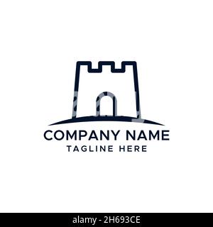 Modello di disegno con illustrazione del logo Castle Vector. Illustrazione Vettoriale
