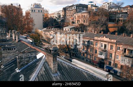 Discesa militare Autunno foto il paesaggio urbano della discesa militare a Odessa Ucraina. Foto Stock