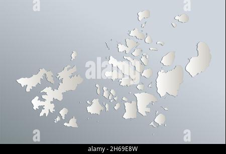 Franz Josef Land map, Administrative Division, blue white card paper 3D blank Foto Stock