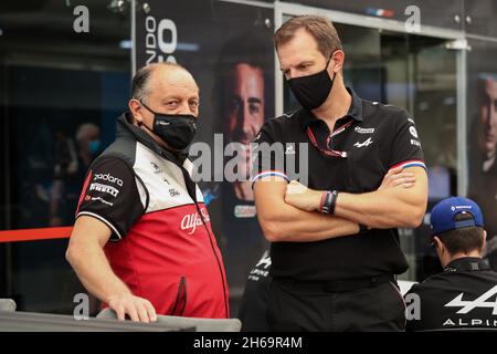 ROSSI Laurent (fra), CEO di Alpine, VASSEUR Frederic (fra), Team Principal dell'Alfa Romeo Racing ORLEN, ritratto durante la Formula 1 Heineken Grande Premio De Sao Paulo 2021, Gran Premio di San Paolo, 19° round del Campionato Mondiale FIA di Formula uno 2021 dal 12 al 14 novembre, 2021 sul circuito Interlagos, a San Paolo, Brasile - Foto: Antonin Vincent/DPPI/LiveMedia Foto Stock