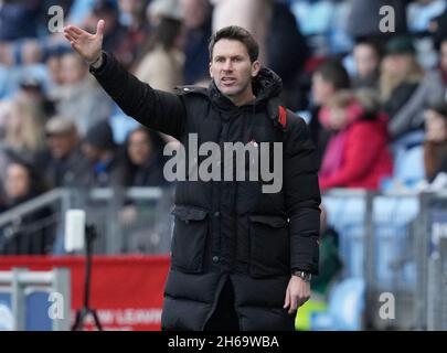 Manchester, Regno Unito. 14 novembre 2021. Gareth Taylor manager di Manchester City durante la partita della fa Women's Super League all'Academy Stadium di Manchester. Il credito d'immagine dovrebbe leggere: Andrew Yates/Sportimage Credit: Sportimage/Alamy Live News Foto Stock