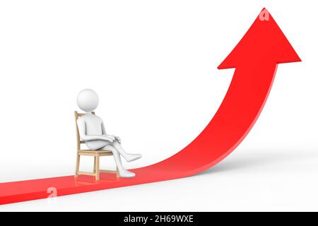Persona in 3d con freccia rossa del business graph in salita - Illustrazione 3D Foto Stock