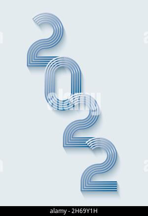 segno di 2022 anni. Carta perforata leggera con effetto ritaglio. Vettore EPS10. Illustrazione Vettoriale