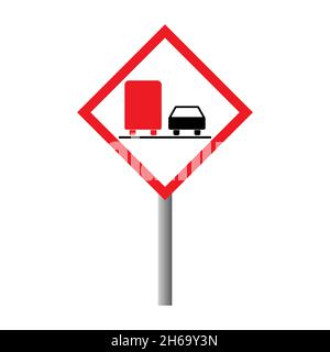 Nessun sorpasso avvertimento strada, divieto di trasporto icona, auto vietato informazioni vettore illustrazione . Illustrazione Vettoriale
