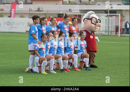 Pomigliano, Italia. 14 novembre 2021. Pomigliano Calcio Femminile durante il Campionato Italiano Soccer Seria A Women 2021/2022 Match tra Pomigliano Femminile vs Milan Women il 14 novembre 2021 allo Stadio Ugo Gobbato di Pomigliano Italia Credit: Independent Photo Agency/Alamy Live News Foto Stock