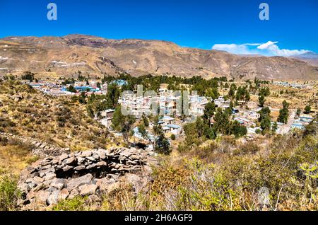 Rovine pre-inca a Chivay in Perù Foto Stock