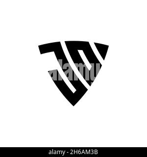 LETTERA del logo JO Monogram con forma a scudo triangolare isolata su sfondo bianco. Logo a monogramma triangolare, logo a monogramma schermato, logo a triangolo s. Illustrazione Vettoriale