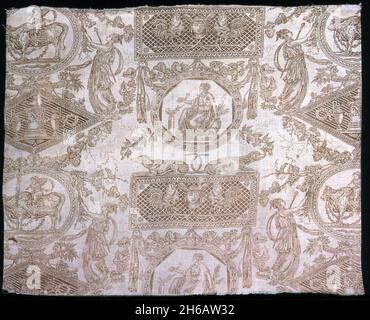 Pannelli (tessuti per arredamento), Francia, 1805. Disegno ispirato all'arte romana e greca antica progettato da Jean Baptiste Huet, prodotto da Christophe Phillipe Oberkampf. Foto Stock