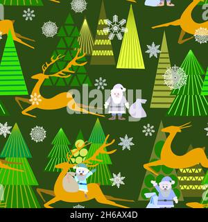 santa sul modello di renna Illustrazione Vettoriale