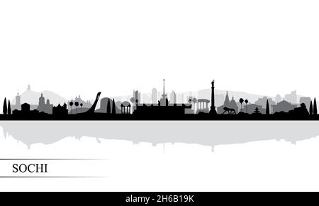 Sochi città skyline sfondo silhouette, illustrazione vettoriale Foto Stock