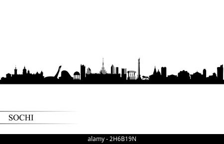 Sochi città skyline sfondo silhouette, illustrazione vettoriale Foto Stock