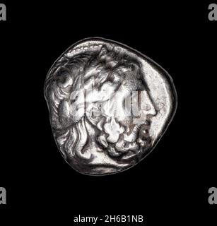 Tetradrachm (Coin) raffigurante il Dio Zeus, 359-336 a.C. Foto Stock