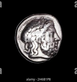 Tetradrachm (Coin) raffigurante il Dio Zeus, 359-336 a.C. Foto Stock