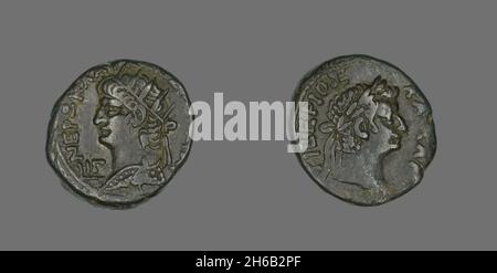 Tetradrachm (Coin) raffigurante l'imperatore Nero, 66-67. Foto Stock