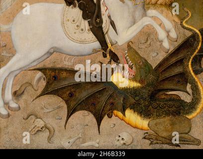 San Giorgio e il Drago, 1434/35. Dettagli da un'illustrazione più grande. Foto Stock