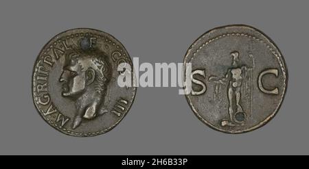 AS (Coin) raffigurante Agrippa, 27-12 a.C. Foto Stock