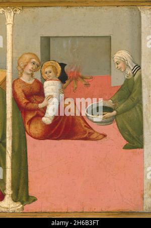 La nascita e la denominazione di San Giovanni Battista, 1450-60. Dettagli da un'illustrazione più grande. Foto Stock