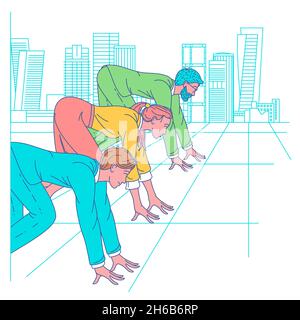 pronto per il funzionamento sulla linea di partenza Illustrazione Vettoriale