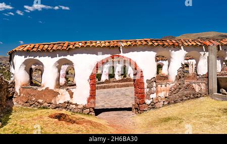 Punto di vista sul lago Titicaca a Chucuito, Perù Foto Stock