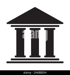 Icona della costruzione di una banca o di un tribunale. Icona isolata in stile semplice su sfondo bianco. Illustrazione Vettoriale